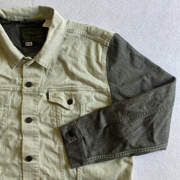 Levi's Jean Jacket Men's XL Gray Colorblock Trucker Denim Coat - Picture 4 of 14